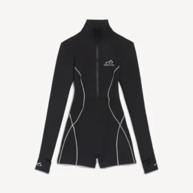 Naisten tekninen lyhythihainen bodysuit, musta