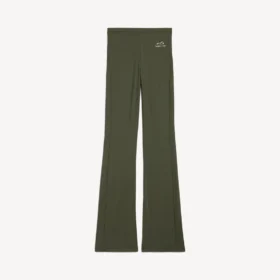 Naisten tekniset, levenevät leggingsit, väri khaki/lime
