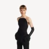 Naisten vartaloa myötäilevä bustier-toppi, musta