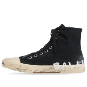 Paris High Top -tennarit ”Musta kulunut puuvilla ja valkoinen kumi graffiteilla” 688752W3RR41099 Paris High Top -tennarit ”Musta kulunut puuvilla ja valkoinen kumi graffiteilla” 688752W3RR41099