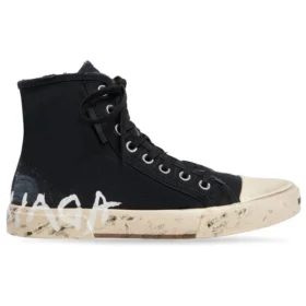 Paris High Top -tennarit ”Musta kulunut puuvilla ja valkoinen kumi graffiteilla” 688752W3RR41099 Paris High Top -tennarit ”Musta kulunut puuvilla ja valkoinen kumi graffiteilla” 688752W3RR41099