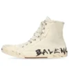 Paris High Top -tennarit ”White Destroyed Cotton and White Rubber with Graffiti” 688752W3RR49010