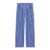 Raidalliset puuvillapopliinihousut, leveät lahkeet ”Blue” 583438TJM214800