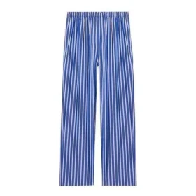 Raidalliset puuvillapopliinihousut, leveät lahkeet ”Blue” 583438TJM214800