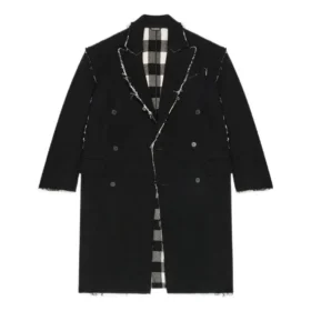 Raw Edge -tyylinen buffalo-kuvioinen oversized-takki ”Black White” 704487TMU181070
