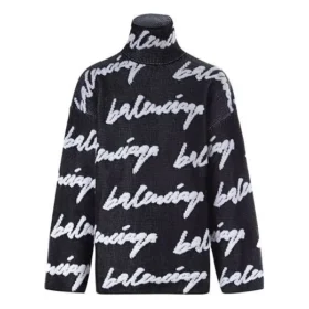 Scribble-logolla varustettu turtleneck-neulepusero ”Black” 625927T31801070