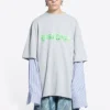 Slime-logolla varustettu kerroksellinen T-paita ”Grey” 671401TLVF11203