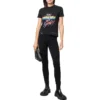 Small-Fit -mallinen kulunut graafinen jersey-T-paita ”Washed Black” 612964TMVH31055