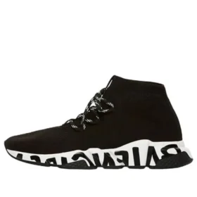 Speed Lace Up -tennarit ”Musta kierrätysneulos ja musta graffitipohja” 621611W05GE1015