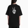 SS21 Drip Peace -T-paita, laaja istuvuus, painatus, musta 641655TKVA11012