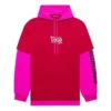 SS21 huppullinen Splicing-pitkähihainen unisex-takki, vaaleanpunainen ja punainen, 657037TKV826295