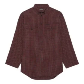 SS21 Oversize-ruudullinen pitkähihainen paita, ruskea 658806TKM366100 SS21 Oversize-ruudullinen pitkähihainen paita, ruskea 658806TKM366100