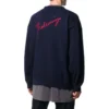 Takalogolla varustettu pyöreäkaulainen neulottu kashmir-huppari ”Navy” 583111T40924140