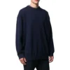Takalogolla varustettu pyöreäkaulainen neulottu kashmir-huppari ”Navy” 583111T40924140