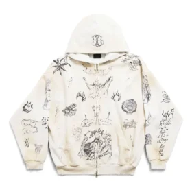 Tat-vetoketjuhuppari, medium-istuvuus, takki ”Off White Black” 770939TQVK13307