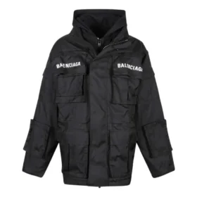 Tekninen kangas, ylisuuri parka, jossa jersey-sisäosa ”Black” 746450TOO321000