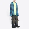 Trompe L’oeil -ruudullinen paita ja T-paita ”Blue Neon Yellow” 699371TMM116305