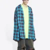 Trompe L’oeil -ruudullinen paita ja T-paita ”Blue Neon Yellow” 699371TMM116305