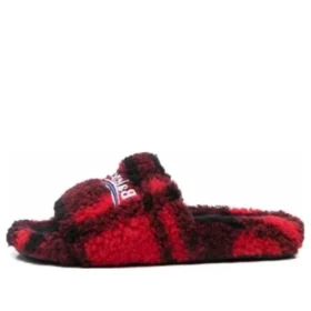Turkispäällysteiset sandaalit ”Fake Fur Red Black” 654261W2F21