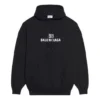 Unisex FW21 fleece-paita, logopainatus, pitkähihainen, huppu, musta 600583TKVI81070