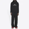 Unisex FW21 fleece-paita, logopainatus, pitkähihainen, huppu, musta 600583TKVI81070