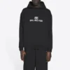Unisex FW21 fleece-paita, logopainatus, pitkähihainen, huppu, musta 600583TKVI81070