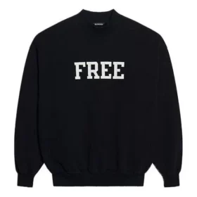 Unisex FW21 ilmainen painatus, pyöreäkaulainen collegepaita, musta 652981TKVD41070 Unisex FW21 ilmainen painatus, pyöreäkaulainen collegepaita, musta 652981TKVD41070