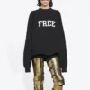 Unisex FW21 ilmainen painatus, pyöreäkaulainen collegepaita, musta 652981TKVD41070