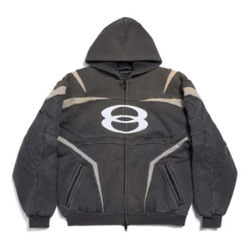 Unity Sports Icon Biker -vetoketjuhuppari, oversized-malli, ”Black White” 790359TQVM21070