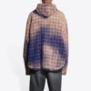 Valkaistu ruudullinen pitkähihainen huppupaita ”Purple Beige” 699223TMM095212