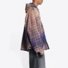 Valkaistu ruudullinen pitkähihainen huppupaita ”Purple Beige” 699223TMM095212