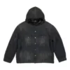 Valkaistu vaikutelma, napitettava huppullinen Denim-takit ”Black” 724653TNW541129