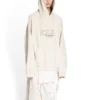 XXXL-kokoinen, lapputekniikalla koristeltu T-paidan muotoinen huppari, oversized-malli ”Ecru” 720406TNVD99784