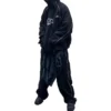 XXXL-kokoinen paikattu T-paita-huppari, oversized-malli ”Musta” 720406TNVD91070